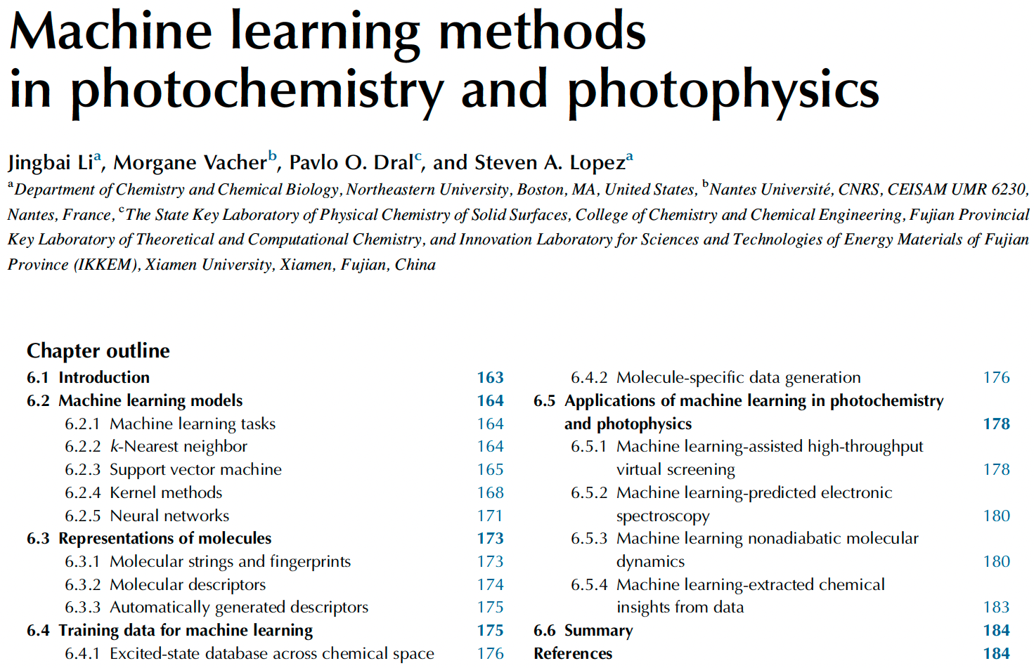 Chapter “Machine Learning Methods in Photochemistry and Photophysics”