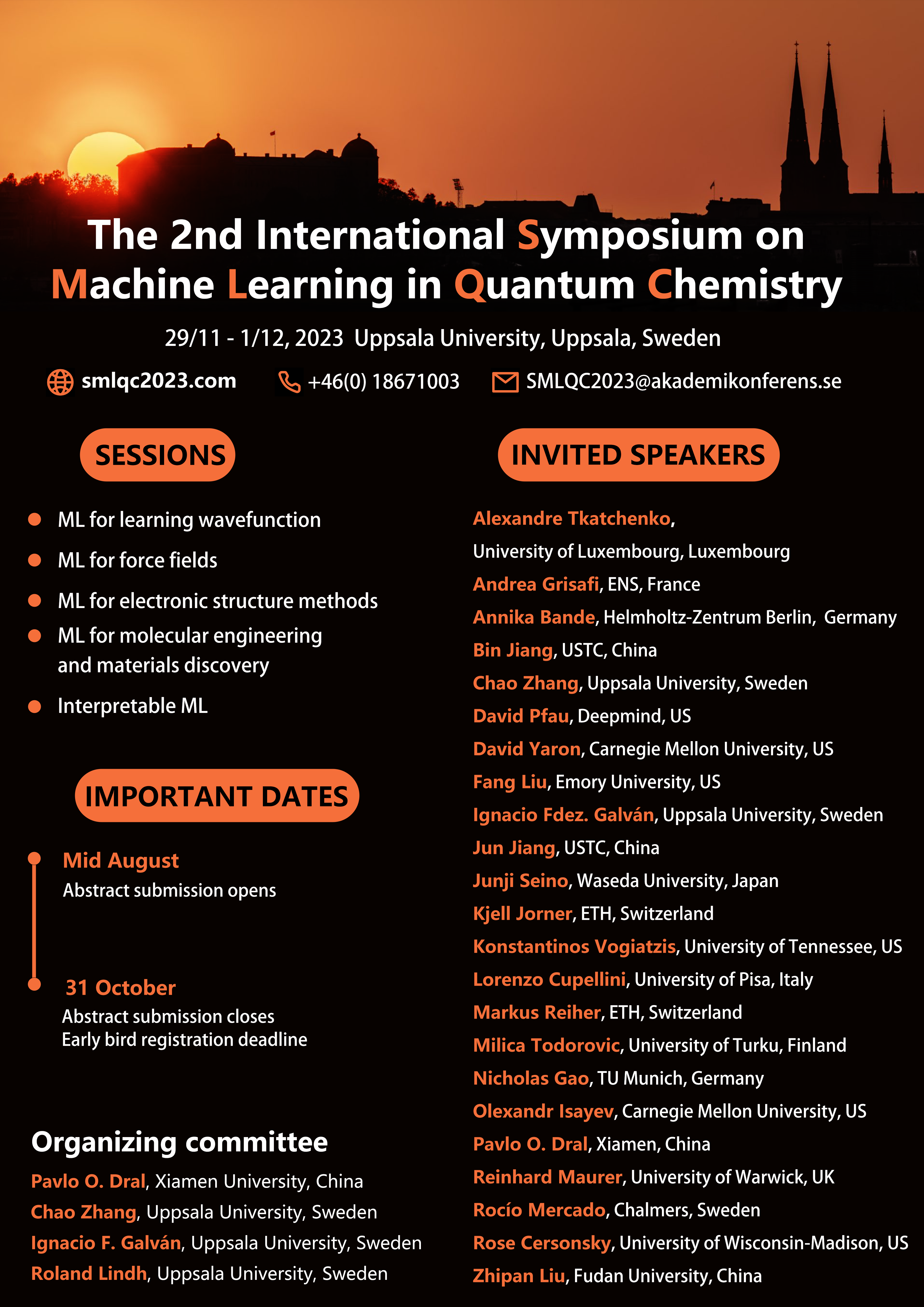 SMLQC 2023: The 2nd International Symposium on Machine Learning in Quantum Chemistry